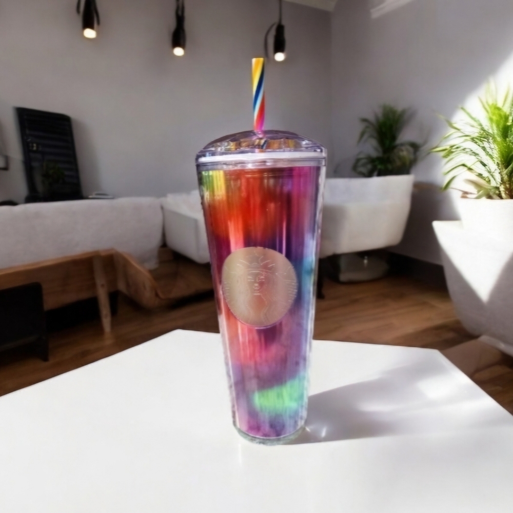 PRIDE Starbucks Kaleidoscope Iridescent Rainbow Dome Pride Venti Tumbler LikeNew